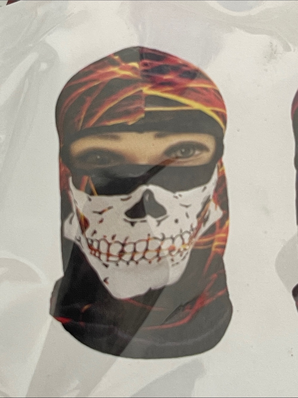 Unbranded Men's Skull Flame Balaclava Face Mask in Black and Red